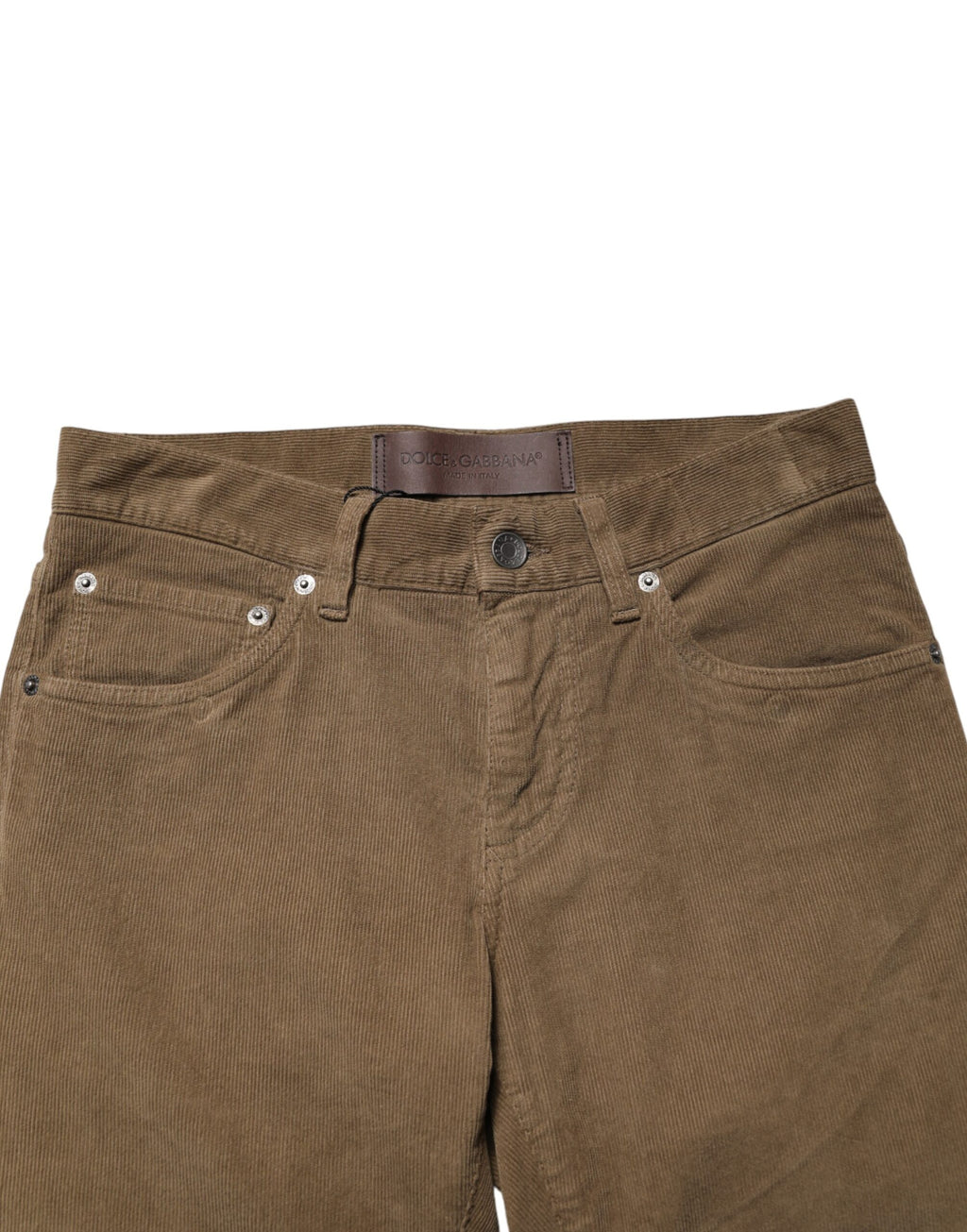 Jeans homme skinny en denim stretch coton marron Dolce & Gabbana, style ajusté et moderne.