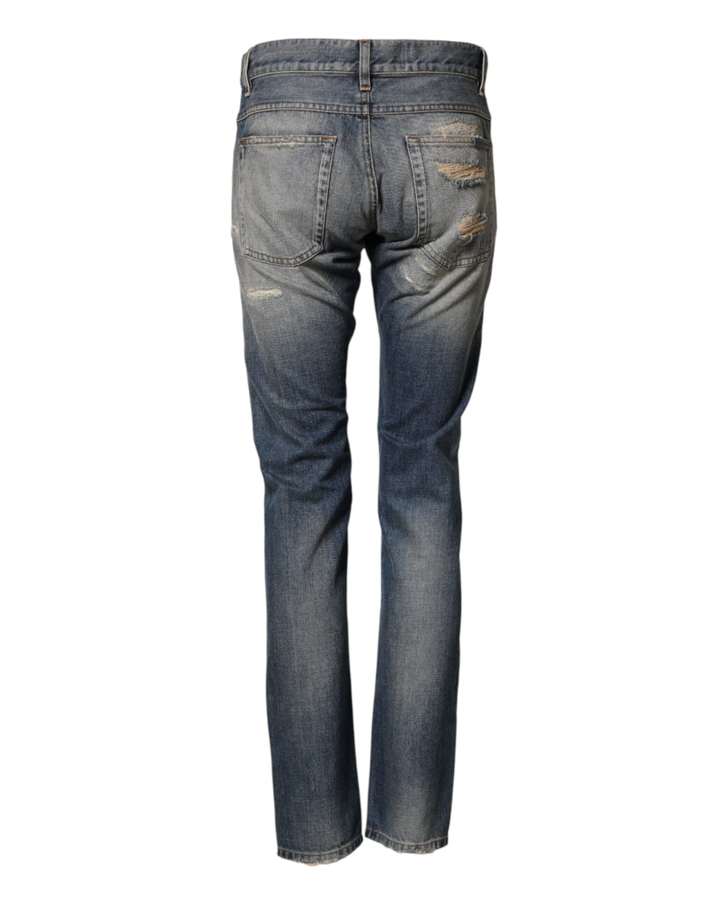 Jeans skinny en denim déchiré bleu pour homme de Dolce & Gabbana, style tendance et moderne.