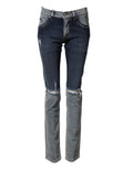 Jean skinny pour homme Dolce & Gabbana en denim coton bleu deux tons, présenté sur un mannequin.