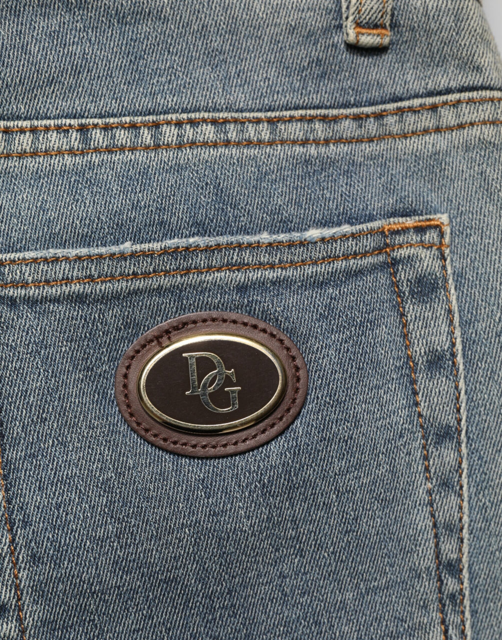 Jeans skinny en denim coton bicolore bleu pour homme de Dolce & Gabbana, avec coupe ajustée et détails modernes.