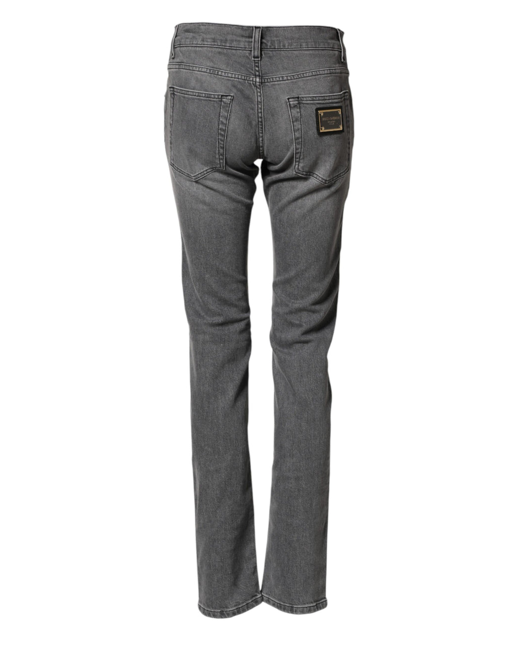 Jeans slim en coton gris de Dolce & Gabbana, taille mi-haute, coupe skinny, détails modernes et élégants.