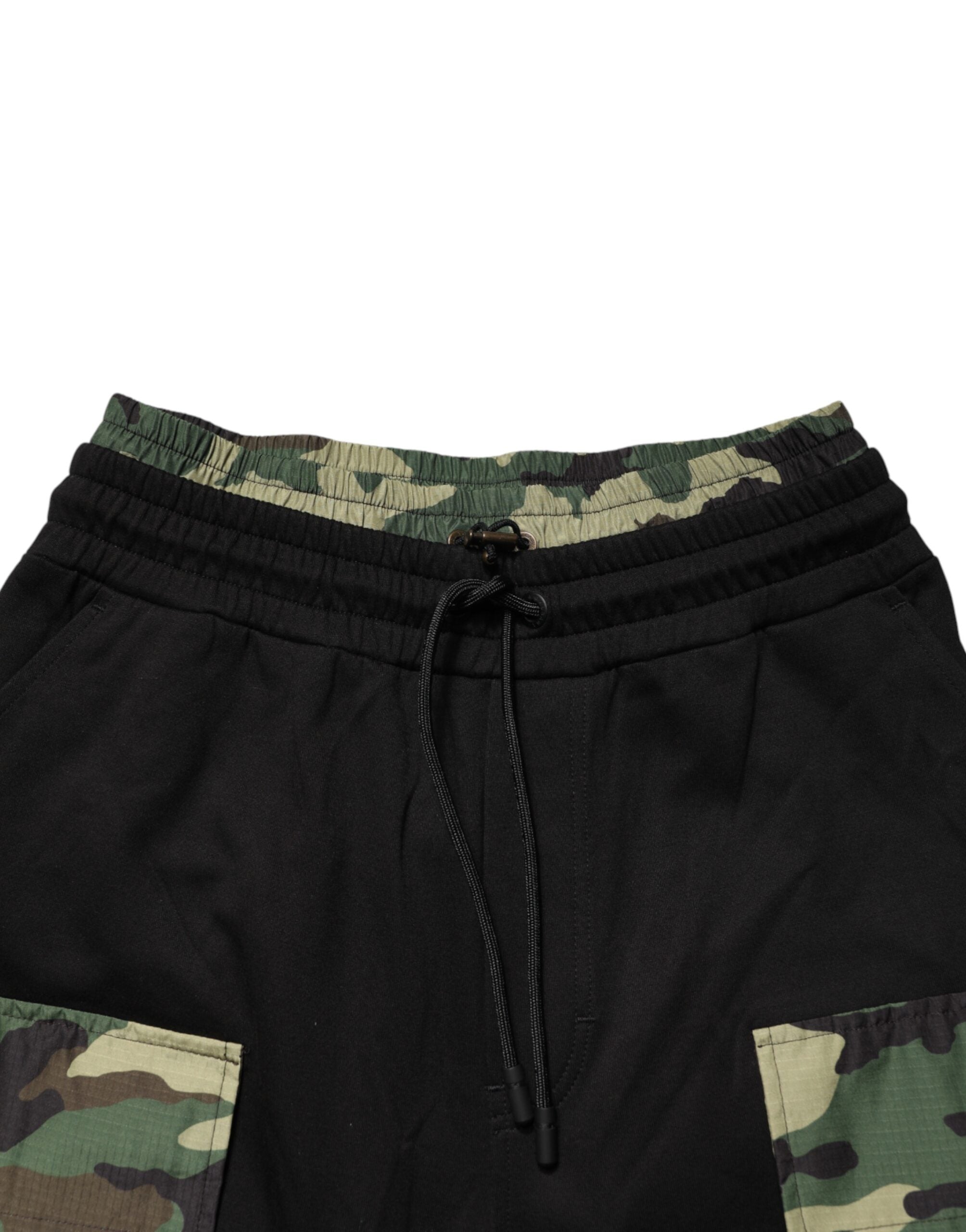 Pantalon cargo Dolce & Gabbana pour hommes, camouflage multicolore, style décontracté avec poches latérales.