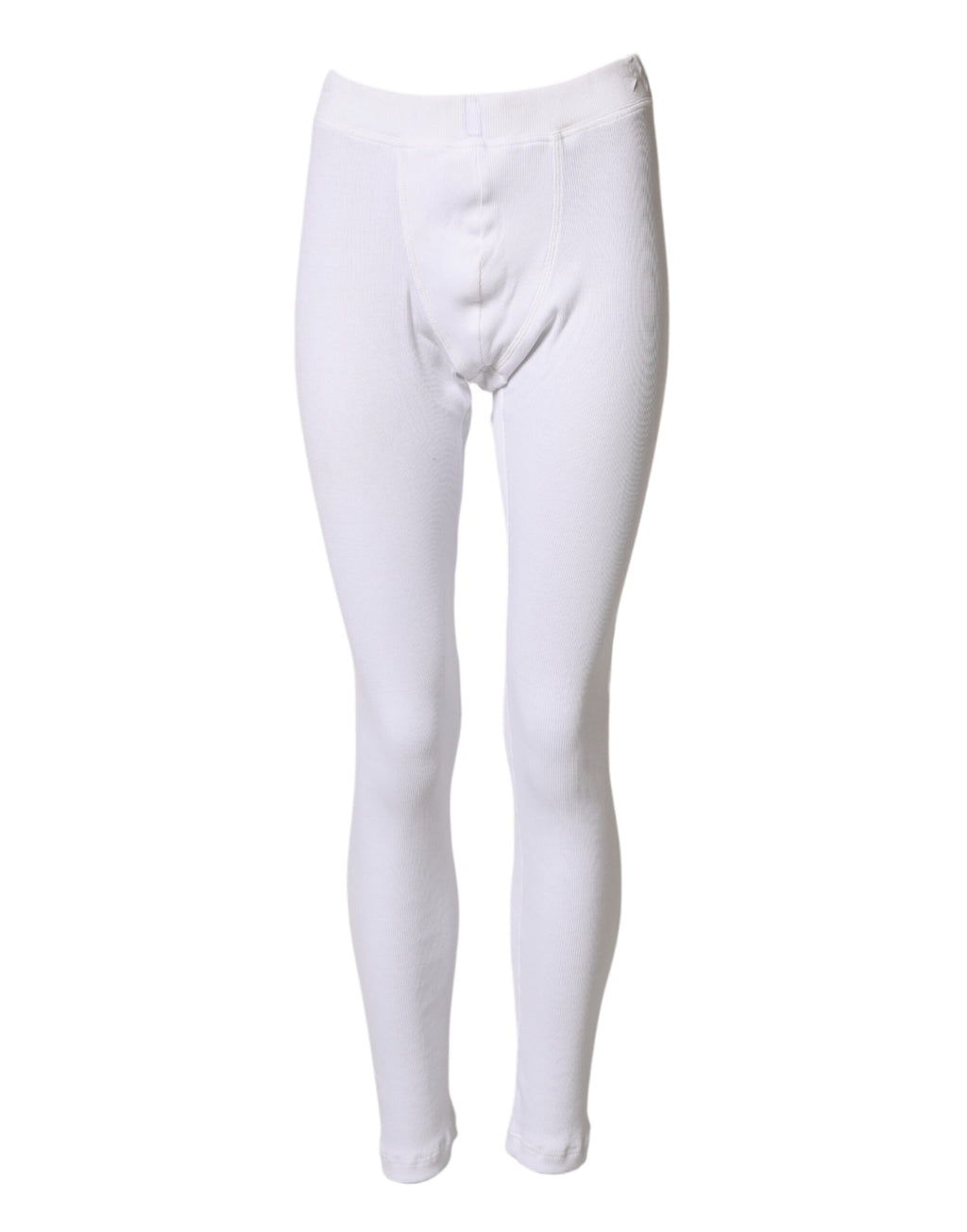 Leggings Dolce & Gabbana en coton blanc, taille mi-haute, pantalon moulant élégant pour femme.