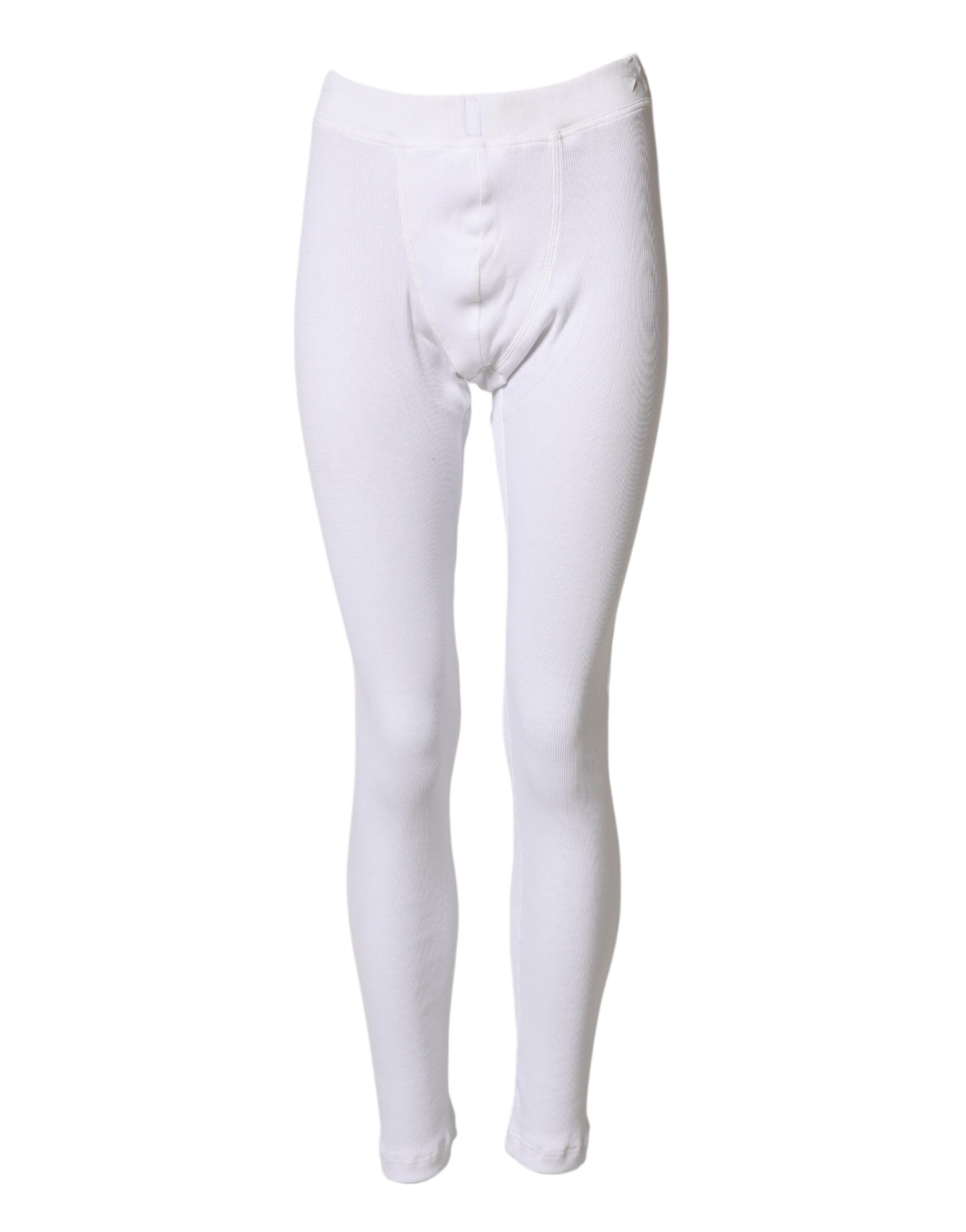 Leggings Dolce & Gabbana en coton blanc, taille mi-haute, pantalon moulant élégant pour femme.