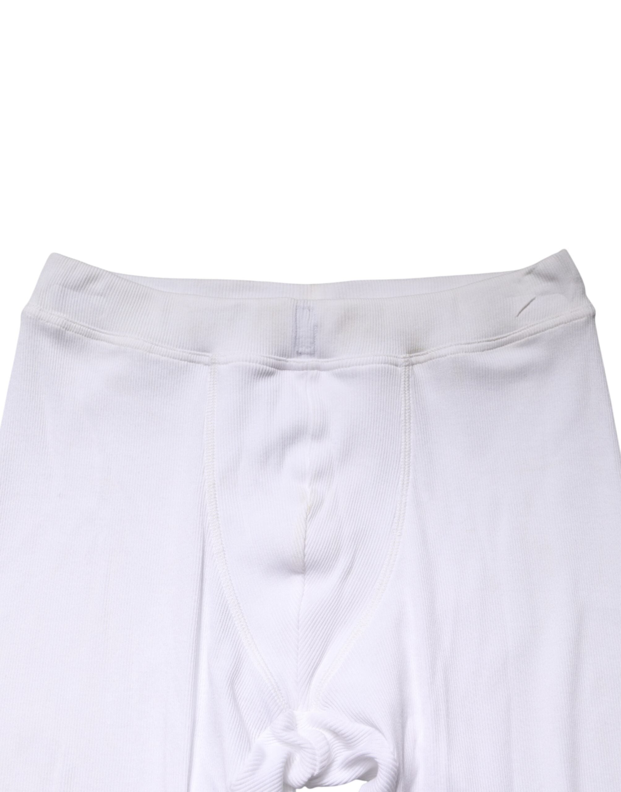 Leggings Dolce & Gabbana en coton blanc à taille moyenne, pantalon moulant, confort et style élégants.