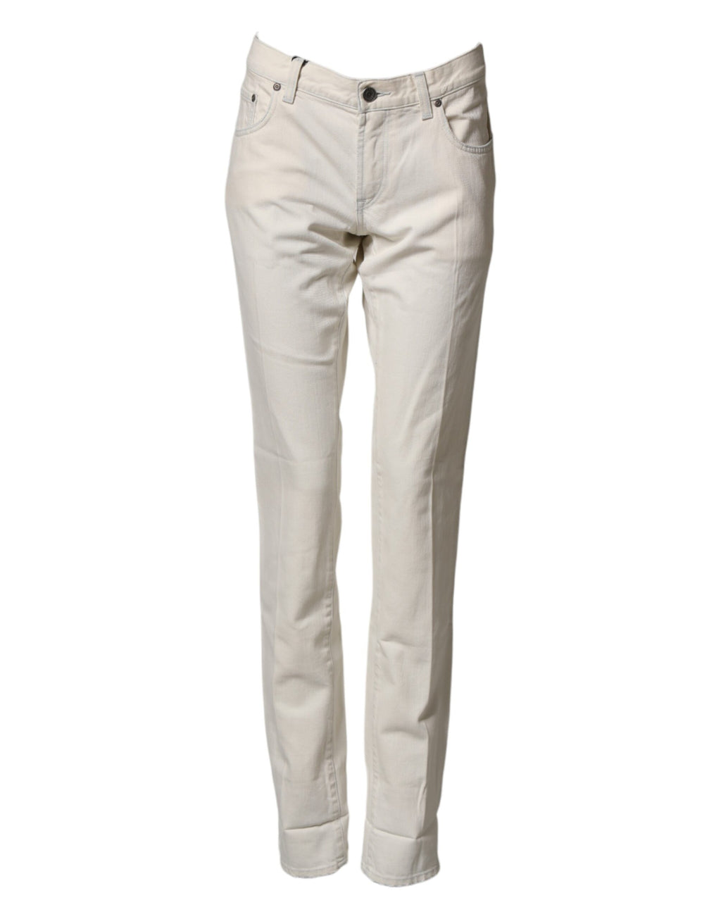 Pantalon homme Dolce & Gabbana en coton blanc skinny denim, jean ajusté et tendance, vue de face.