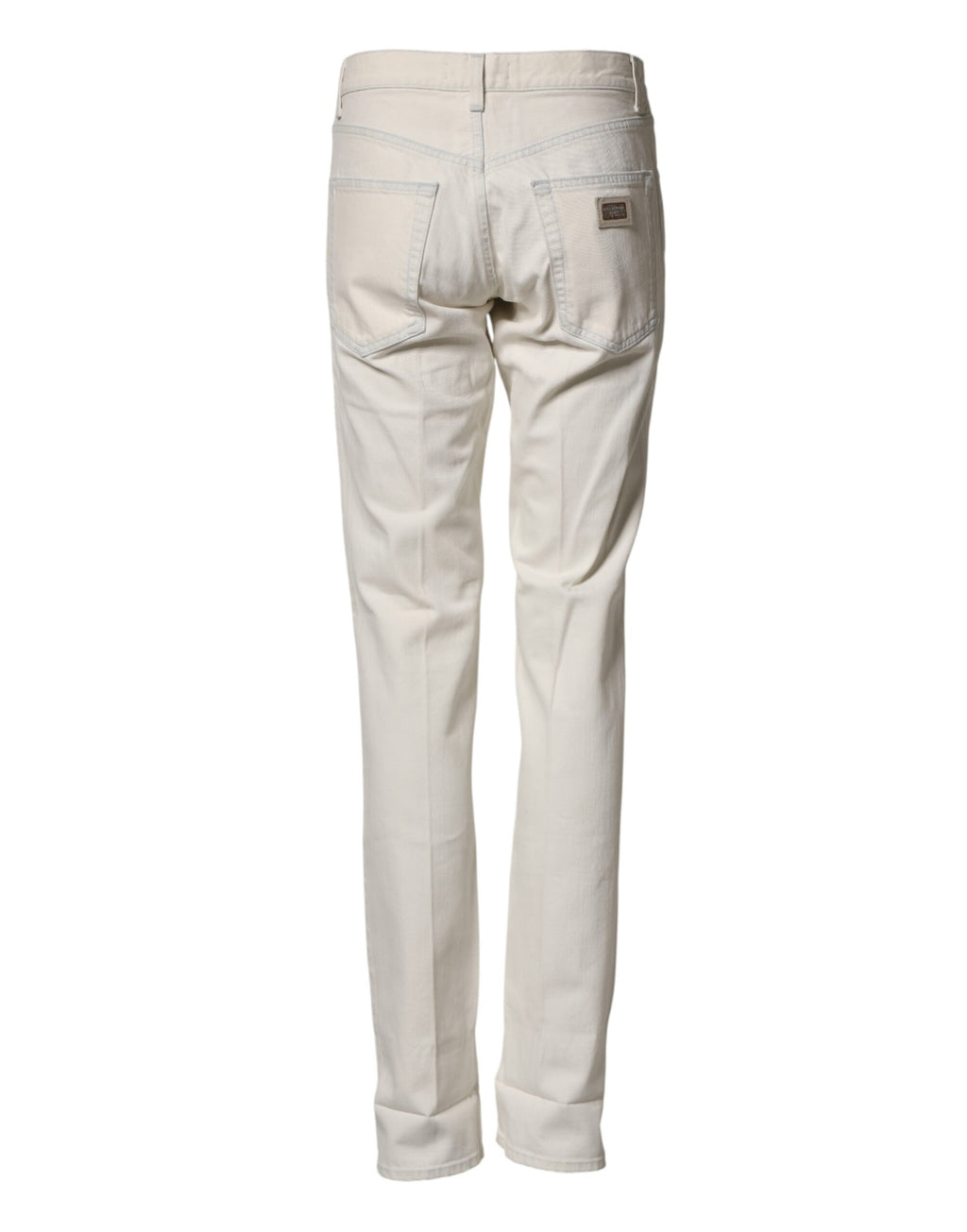 Pantalon homme Dolce & Gabbana en coton blanc, jean skinny en denim, ajusté et moderne, visible sur le mannequin.