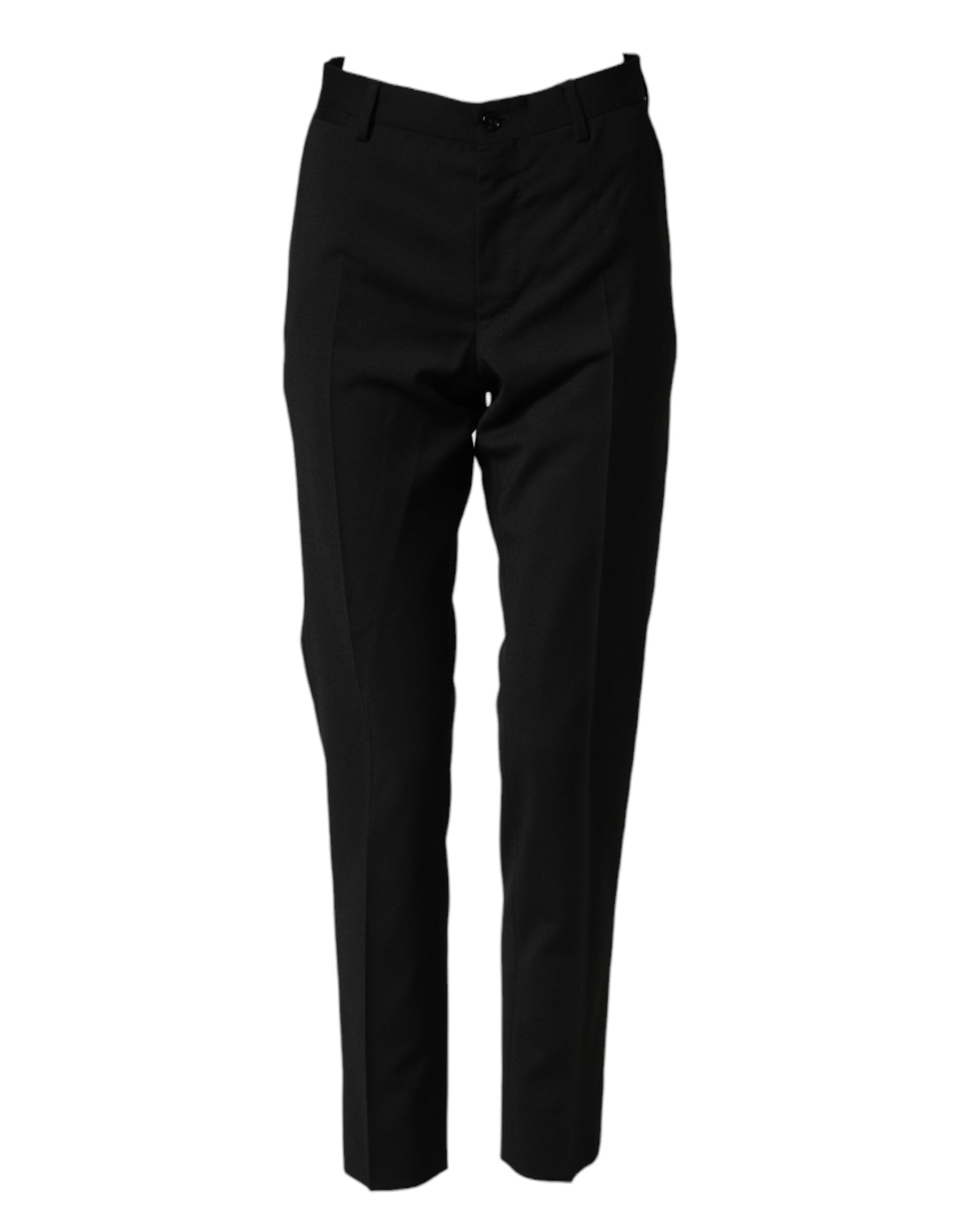 Pantalon formel en laine noire pour homme de Dolce & Gabbana, pantalon élégant avec coupe classique et détails sophistiqués.