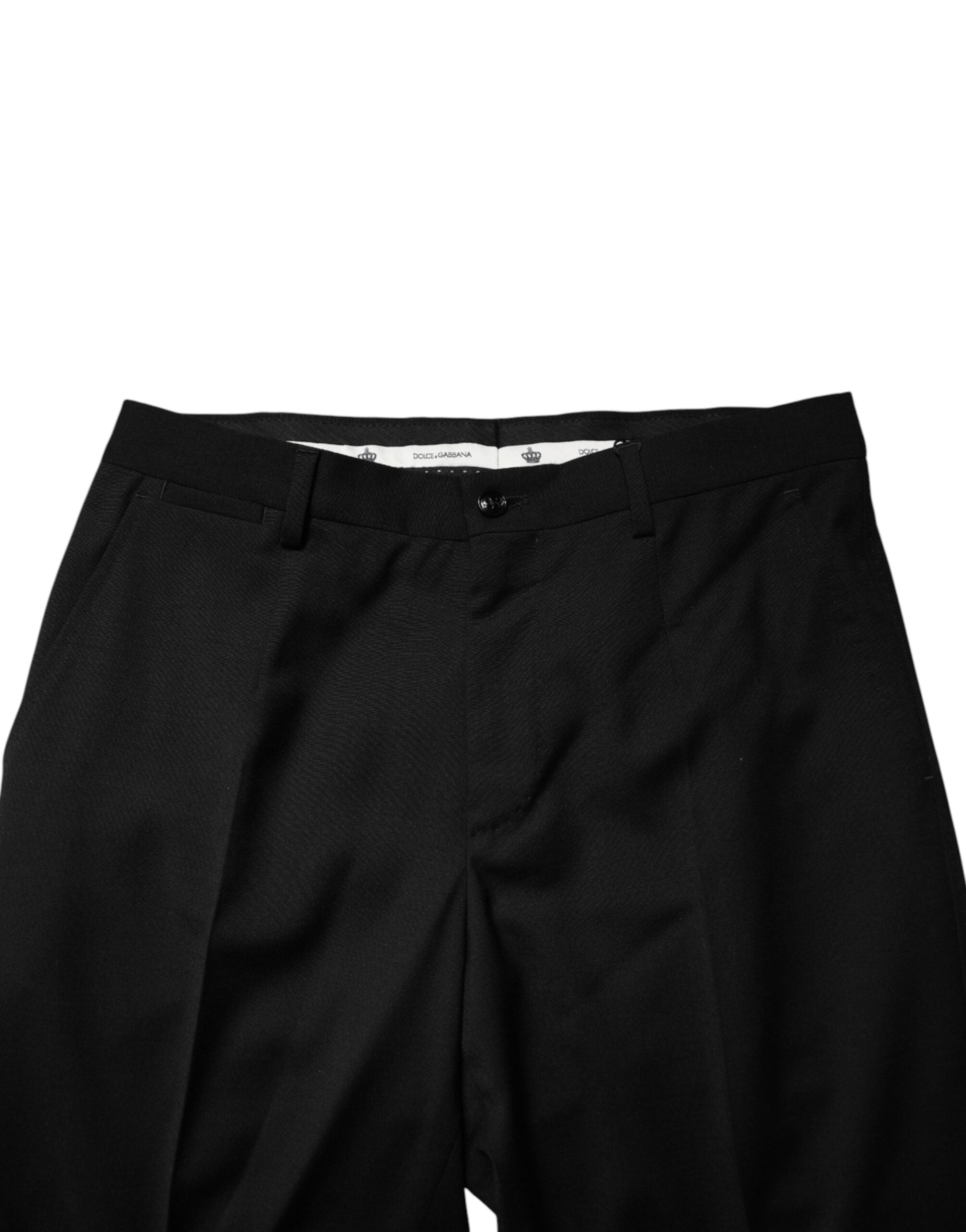 Pantalon formel en laine noire de Dolce & Gabbana pour homme, pantalon élégant et classique.