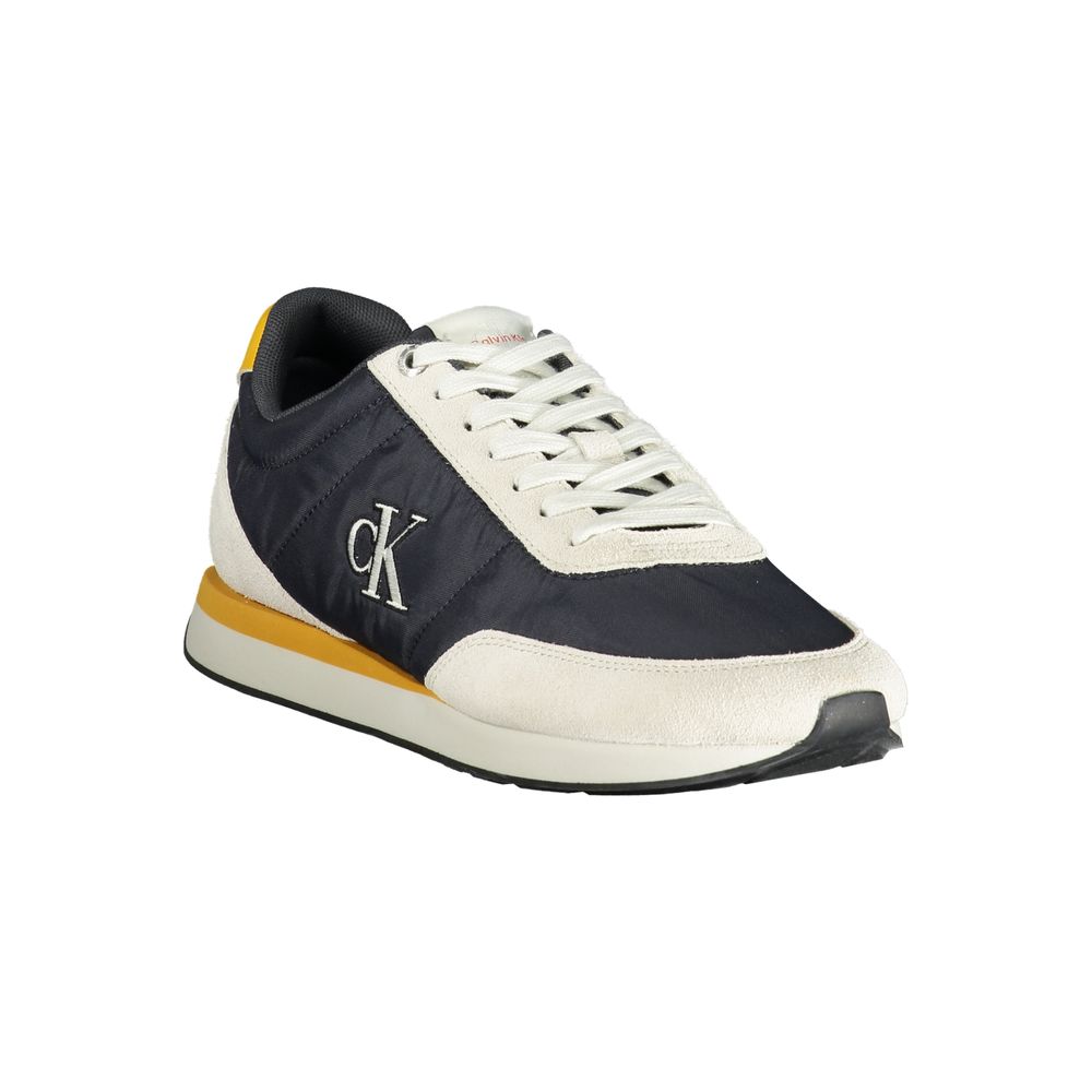 Chaussures de sport pour homme Calvin Klein en polyester recyclé bleu, baskets sneakers élégantes et confortables.