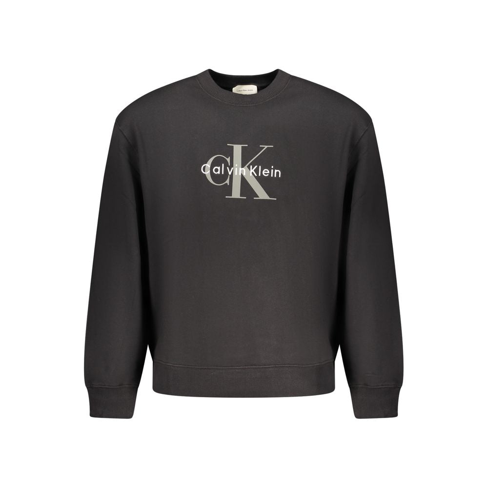Sweatshirt homme en coton noir de Calvin Klein, coupe décontractée et logo discret visible sur le devant.