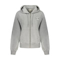 Sweat à capuche en coton gris pour femme de la marque Calvin Klein, doux et confortable, avec logo discret visible sur la capuche.