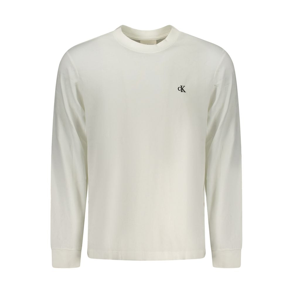 T-shirt blanc en coton pour homme de la marque Calvin Klein, coupe classique, porté sur mannequin.