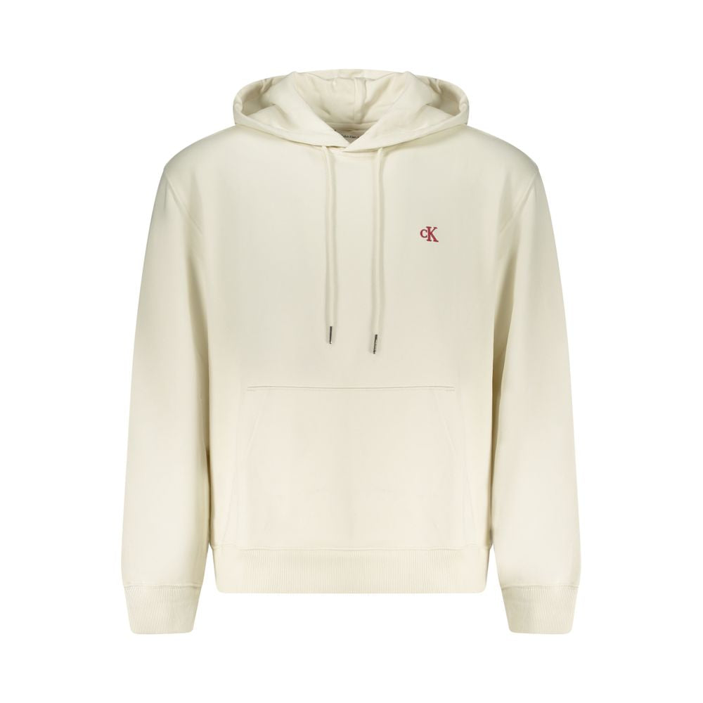 Sweat à capuche blanc en coton pour homme de la marque Calvin Klein, vue de face sur un fond neutre.