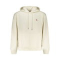 Sweat à capuche blanc en coton pour homme de la marque Calvin Klein, vue de face sur un fond neutre.