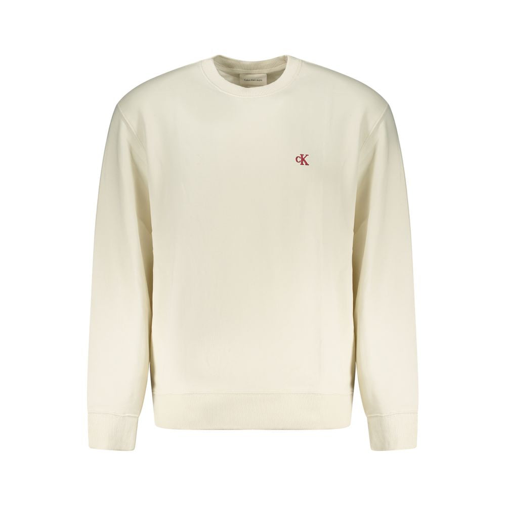 Sweat-shirt blanc en coton pour homme de la marque Calvin Klein, vue de face avec logo discret.