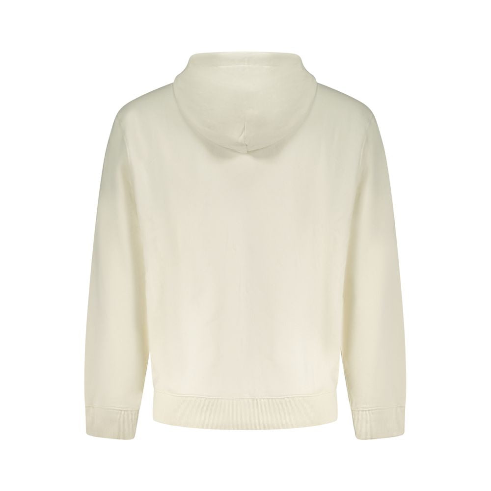 Pull à capuche blanc en coton pour homme de la marque Calvin Klein, vue de face avec logo discret.