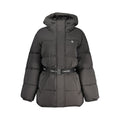 Veste en nylon noire pour femme de la marque Calvin Klein, coupe moderne et élégante, avec fermeture éclair visible.
