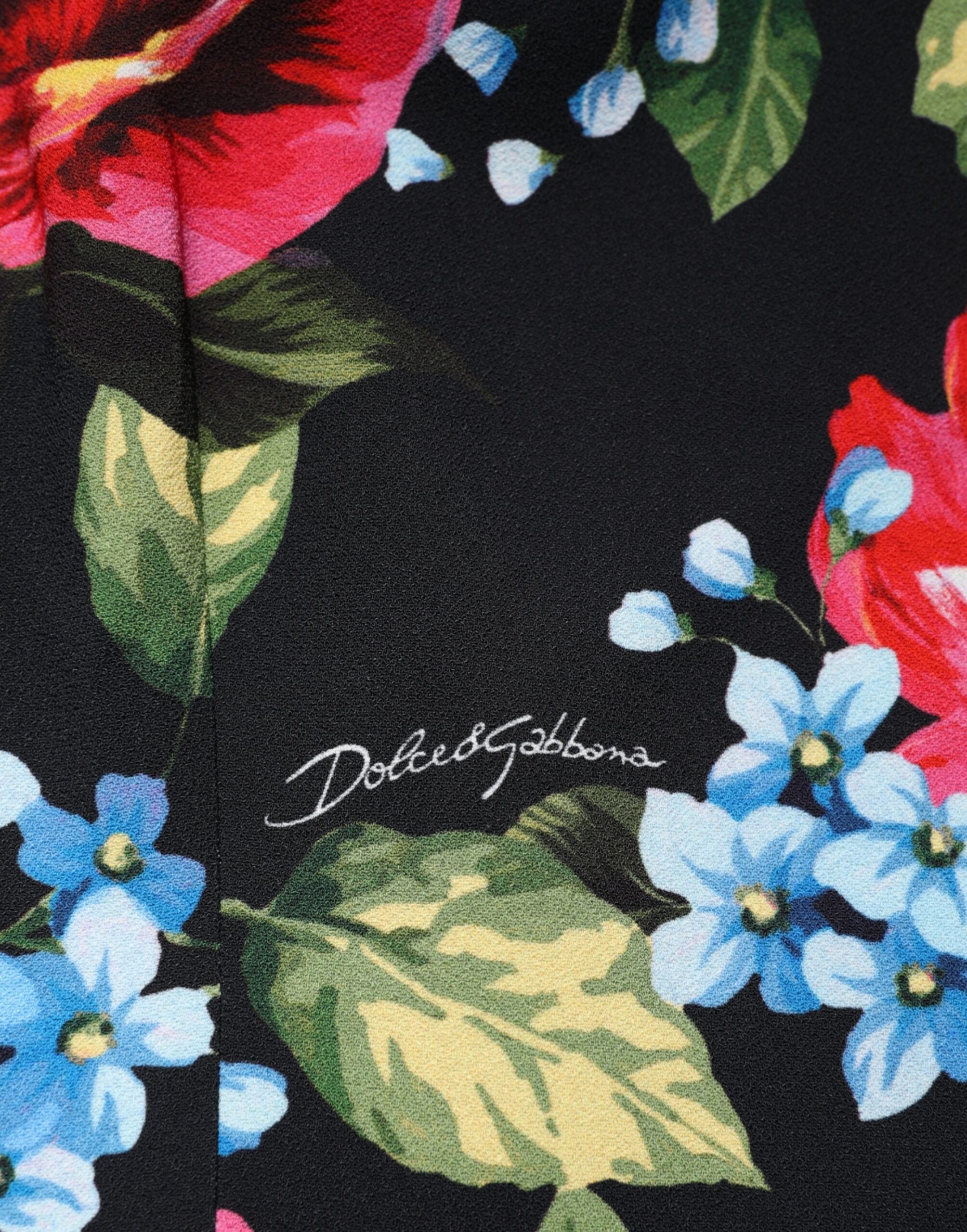 Robe midi noire en viscose à imprimé floral Dolce & Gabbana, coupe ajustée et élégante, pour femme.