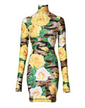 Robe courte en robe fourreau Dolce & Gabbana à imprimé floral multicolore, élégante et féminine.