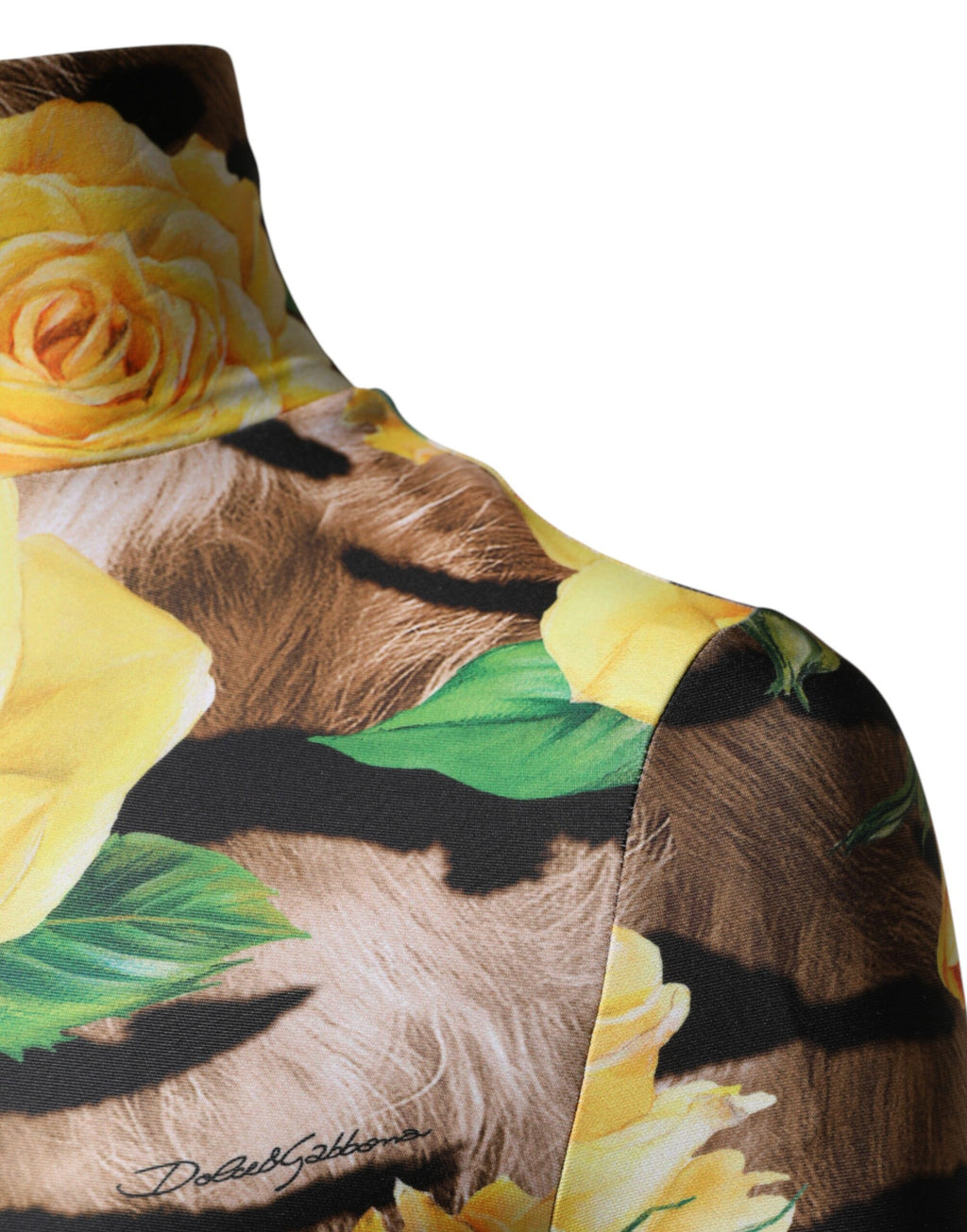 Robe courte Dolce & Gabbana à imprimé floral multicolore, coupe près du corps, style élégant et féminin.