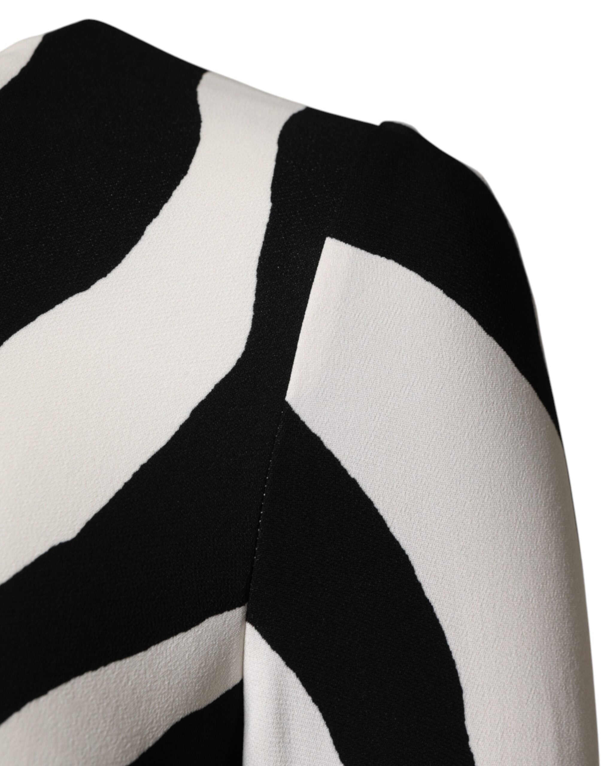 Robe midi en viscose Dolce & Gabbana à motif zèbre noir et blanc, coupe ajustée, style élégant et tendance.