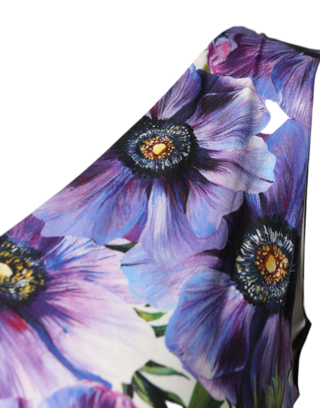 Robe midi plissée Dolce & Gabbana à imprimé anémone violette, élégante et fluide, pour une allure sophistiquée.