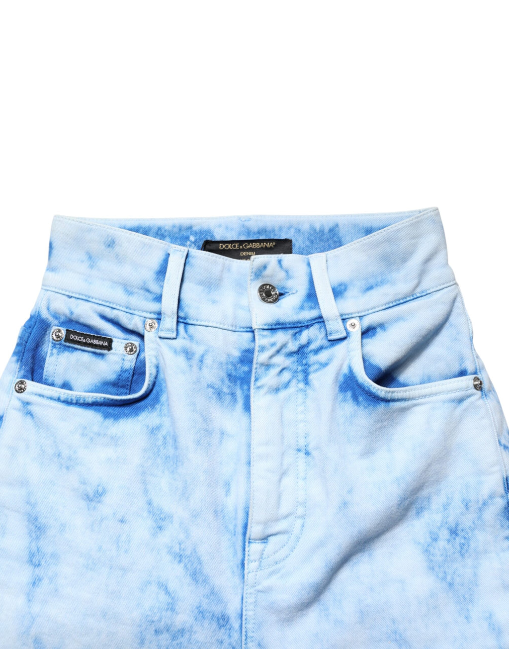 Jeans skinny en denim taille haute Dolce & Gabbana Light Blue, coupe ajustée et moderne, vue de face sur un fond neutre.