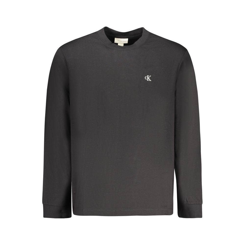 T-shirt homme en coton noir de marque Calvin Klein, coupe classique et logo discret visible sur le devant.
