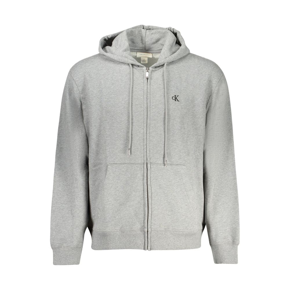 Sweat-shirt gris en coton pour homme de Calvin Klein, coupe décontractée et logo discret sur la poitrine.