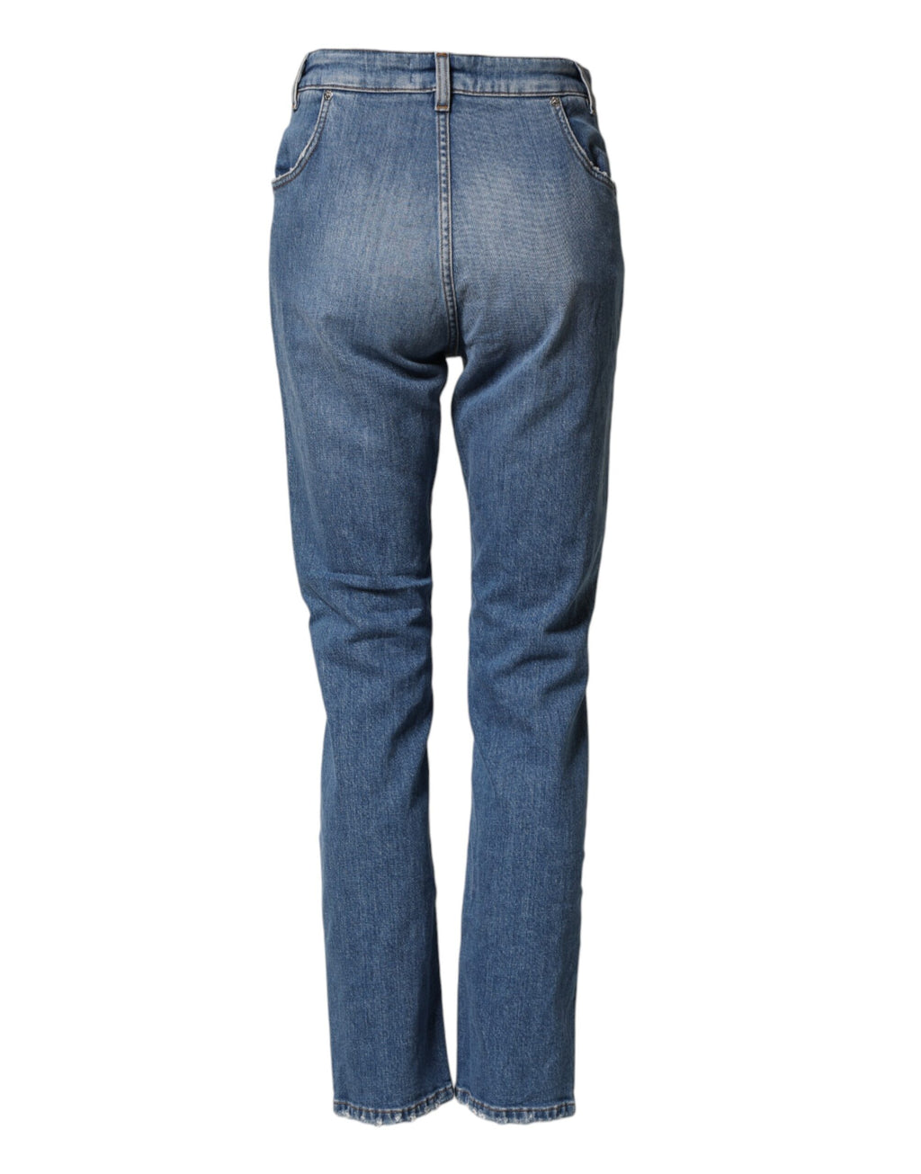 Jeans en denim bleu délavé et usé de Dolce & Gabbana, coupe décontractée, détails en coton, style décontracté et tendance.