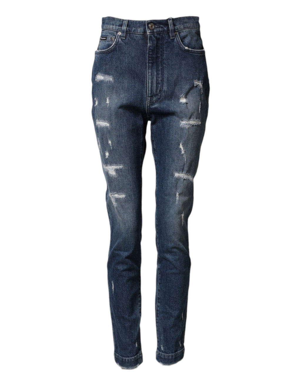 Jeans Dolce & Gabbana GRACE en denim bleu délavé avec logo usé, style décontracté et détails vintage.