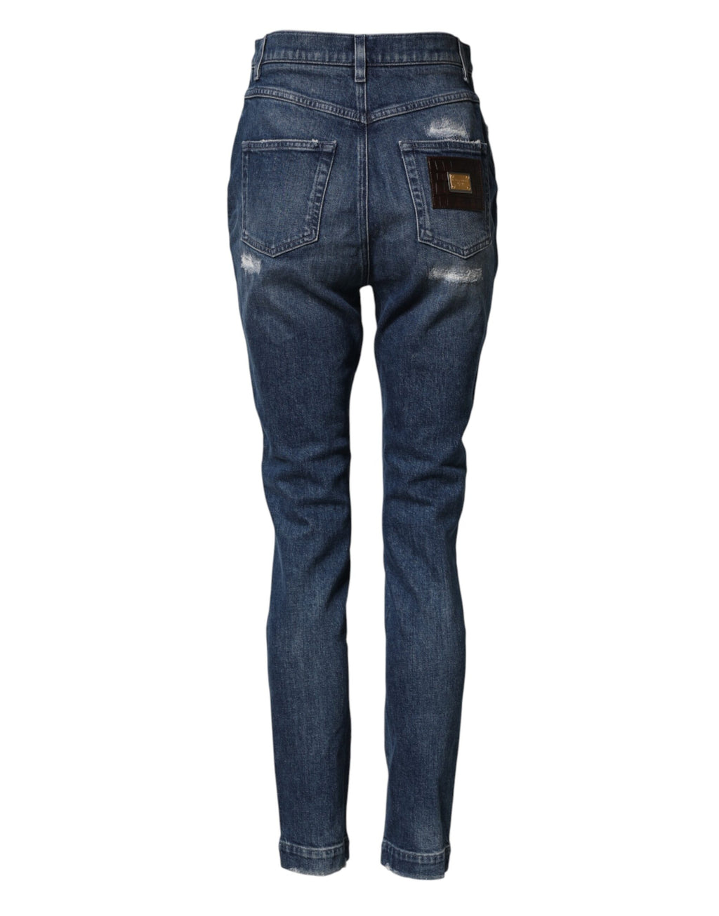 Jeans Dolce & Gabbana Blue Distressed Wash logo GRACE en denim délavé avec effet usé et logo visible.