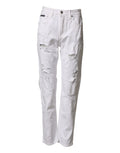 Jeans boyfriend en coton blanc déchiré de Dolce & Gabbana, style décontracté et tendance, avec détails usés et ajustement confortable.
