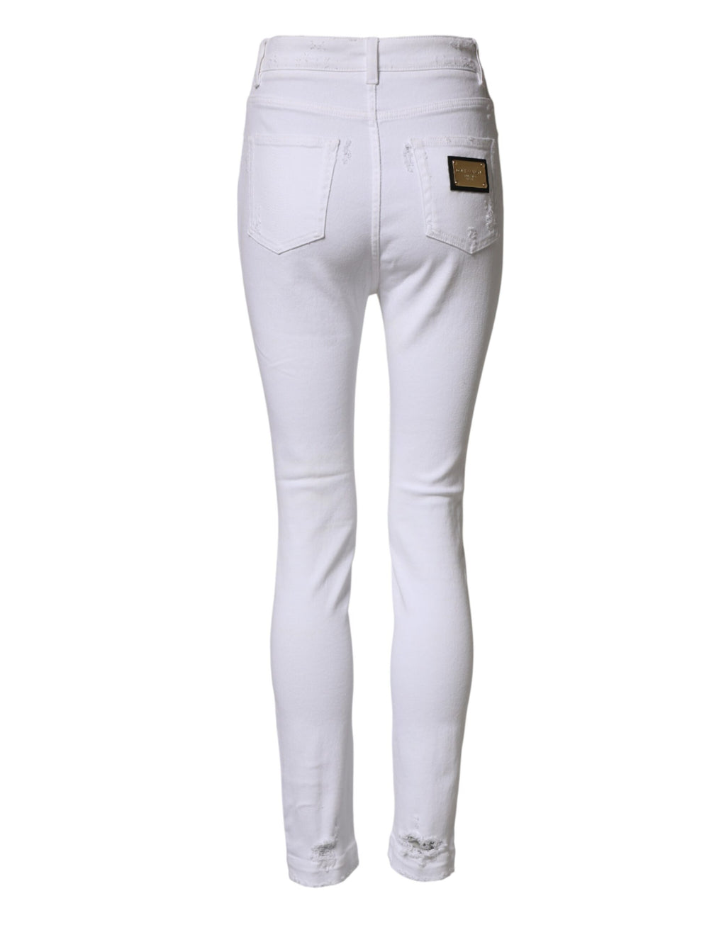 Jean en jean blanc délavé à taille haute de Dolce & Gabbana, style décontracté et tendance.