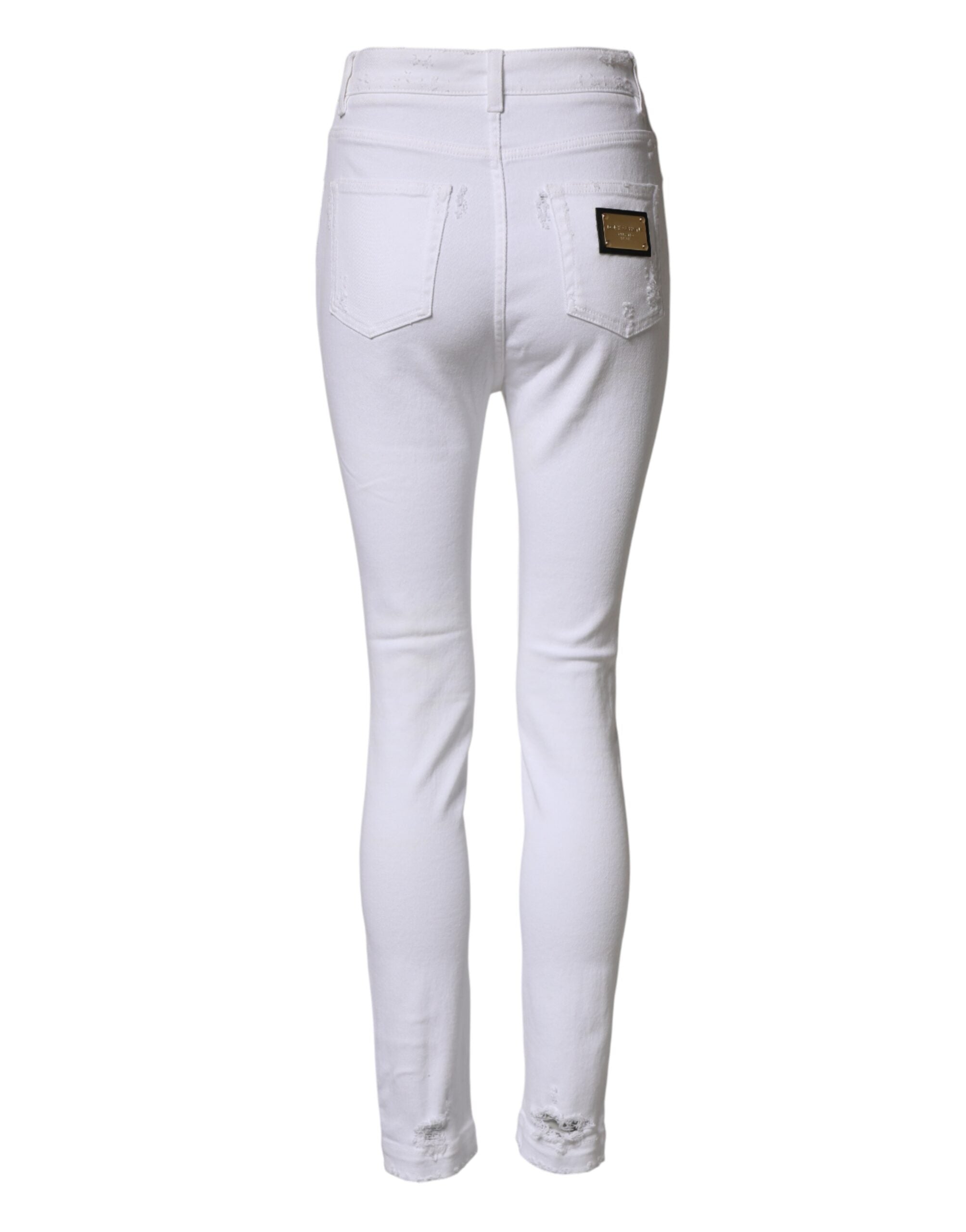 Jean en jean blanc délavé à taille haute de Dolce & Gabbana, style décontracté et tendance.