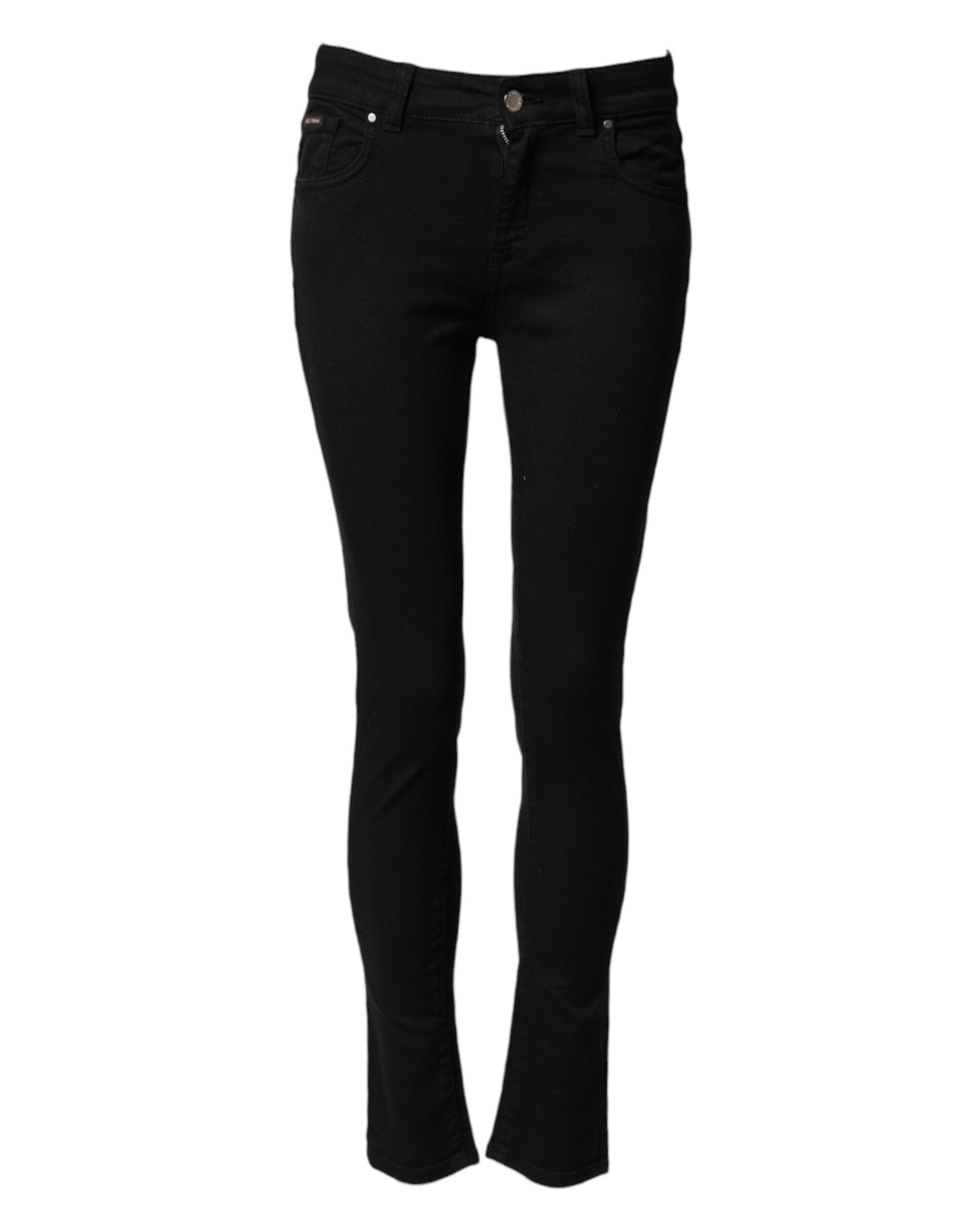 Jeans Skinny en coton noir Dolce & Gabbana avec taille mi-haute, coupe ajustée et détails en denim.