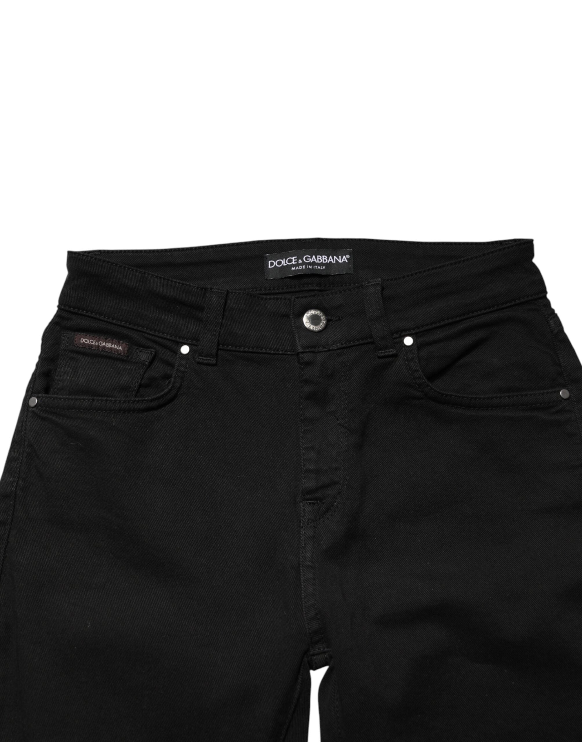 Jeans skinny en coton noir Dolce & Gabbana à taille mi-haute, denim moulant et élégant, visible sur l'image 9799002.