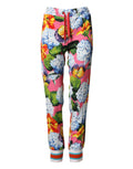 Pantalons joggers Dolce & Gabbana à taille moyenne avec motifs floraux multicolores et design décontracté.