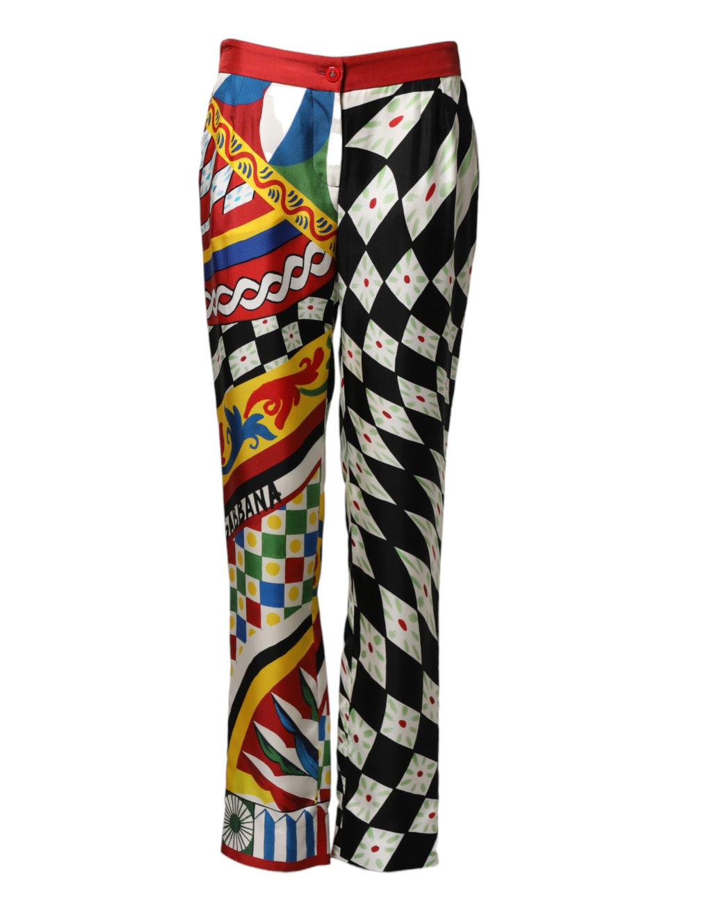 Pantalons droits Dolce & Gabbana à motif multicolore Carretto, style élégant avec design coloré et sophistiqué.
