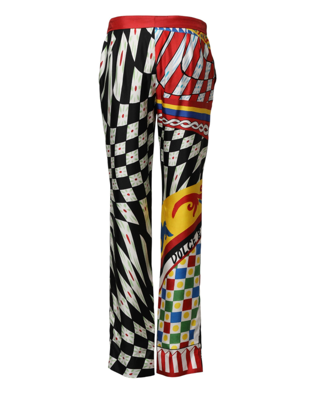 Pantalons droits Dolce & Gabbana à motif multicolore Carretto, design élégant et coloré, en tissu léger.