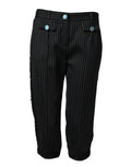 Pantalon cropped en laine noire avec rayures Dolce & Gabbana, style élégant et tendance, visible en détail sur l'image.