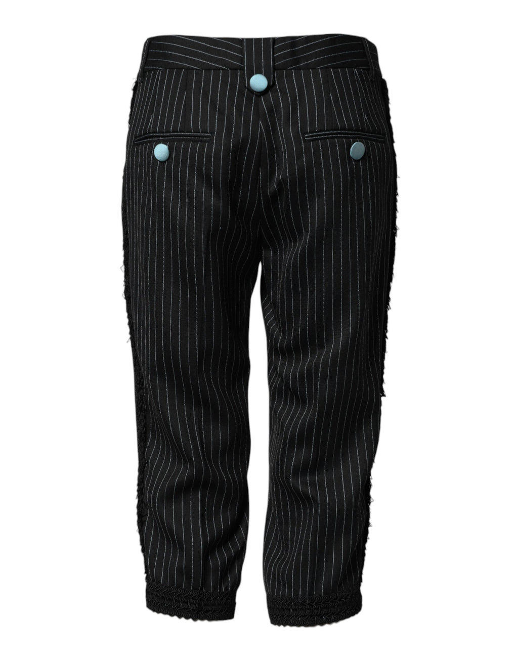 Pantalon cropped en laine noire à rayures Dolce & Gabbana, pantalon élégant avec coupe moderne.