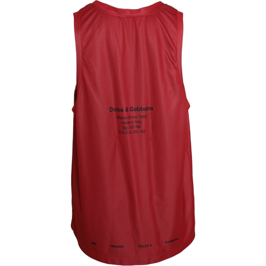 T-shirt sans manches pour homme Dolce & Gabbana, motif léopard rouge, design élégant et tendance.