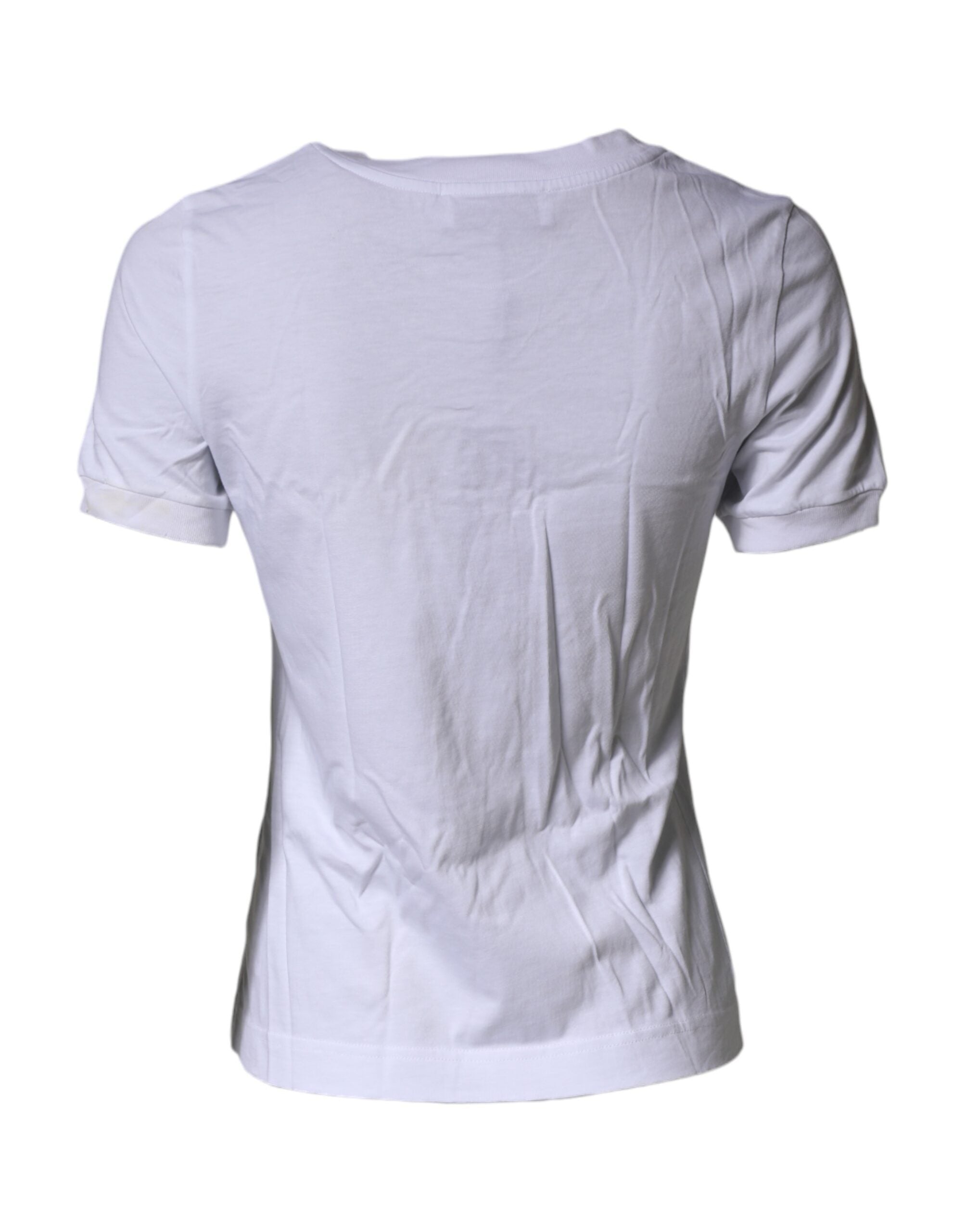 T-shirt blanc Dolce & Gabbana avec logo DG, col ras du cou et manches courtes, style décontracté et moderne.