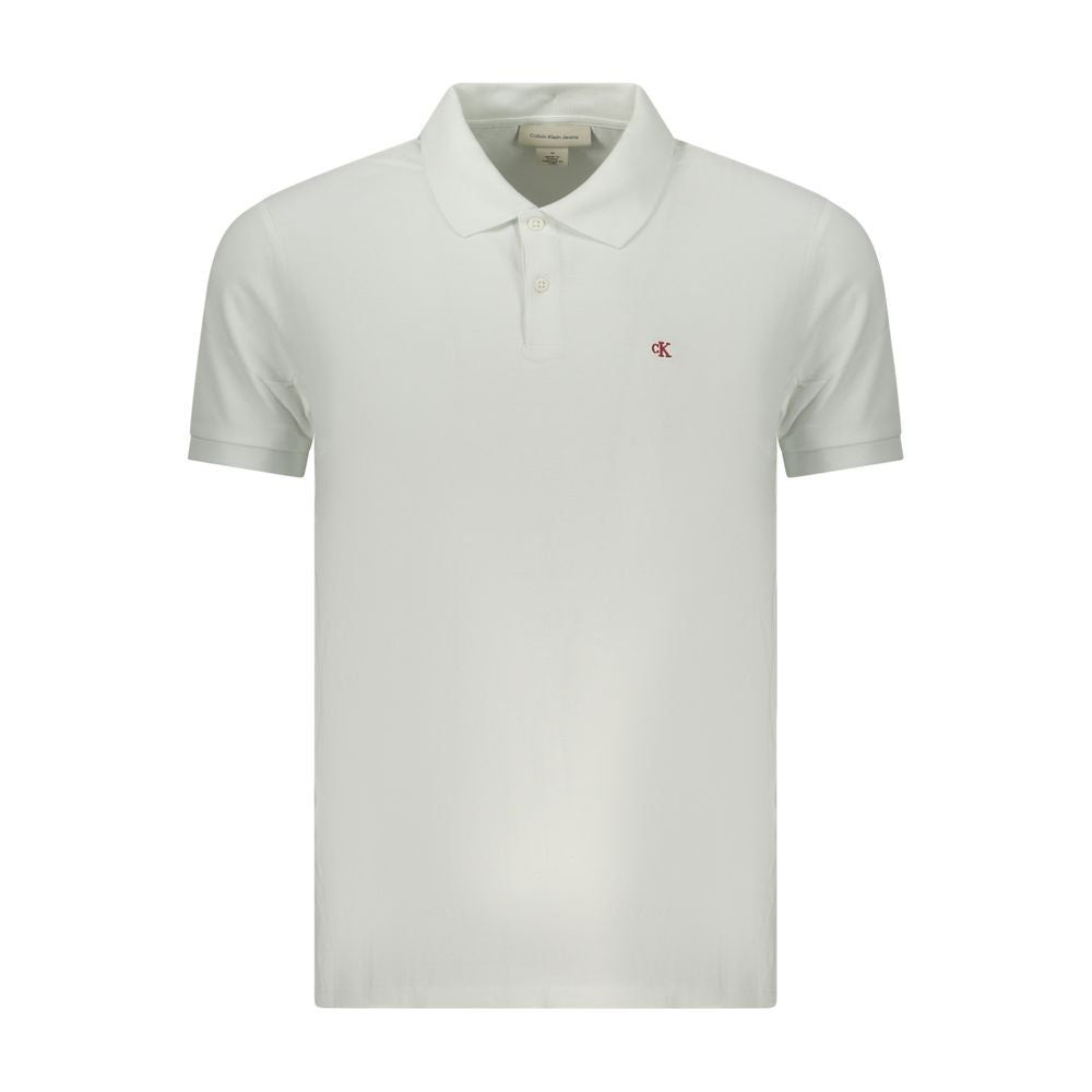 Polo pour homme Calvin Klein en coton blanc, col classique et design épuré, idéal pour un style décontracté.