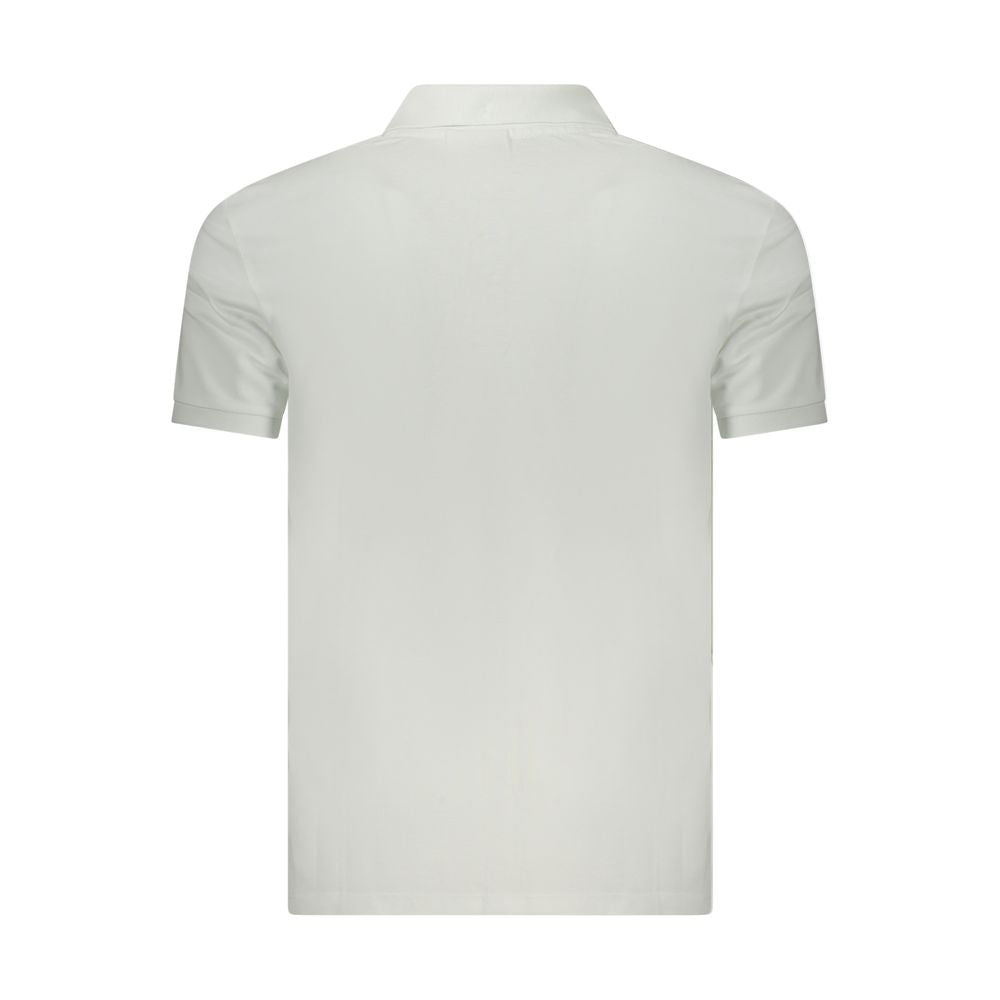 Polo pour homme Calvin Klein en coton blanc, col classique et manches courtes, boutonnière à l'avant.