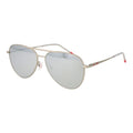 Lunettes de soleil en métal argenté Hugo Boss avec monture élégante et branches fines, mode sophistiquée pour hommes.