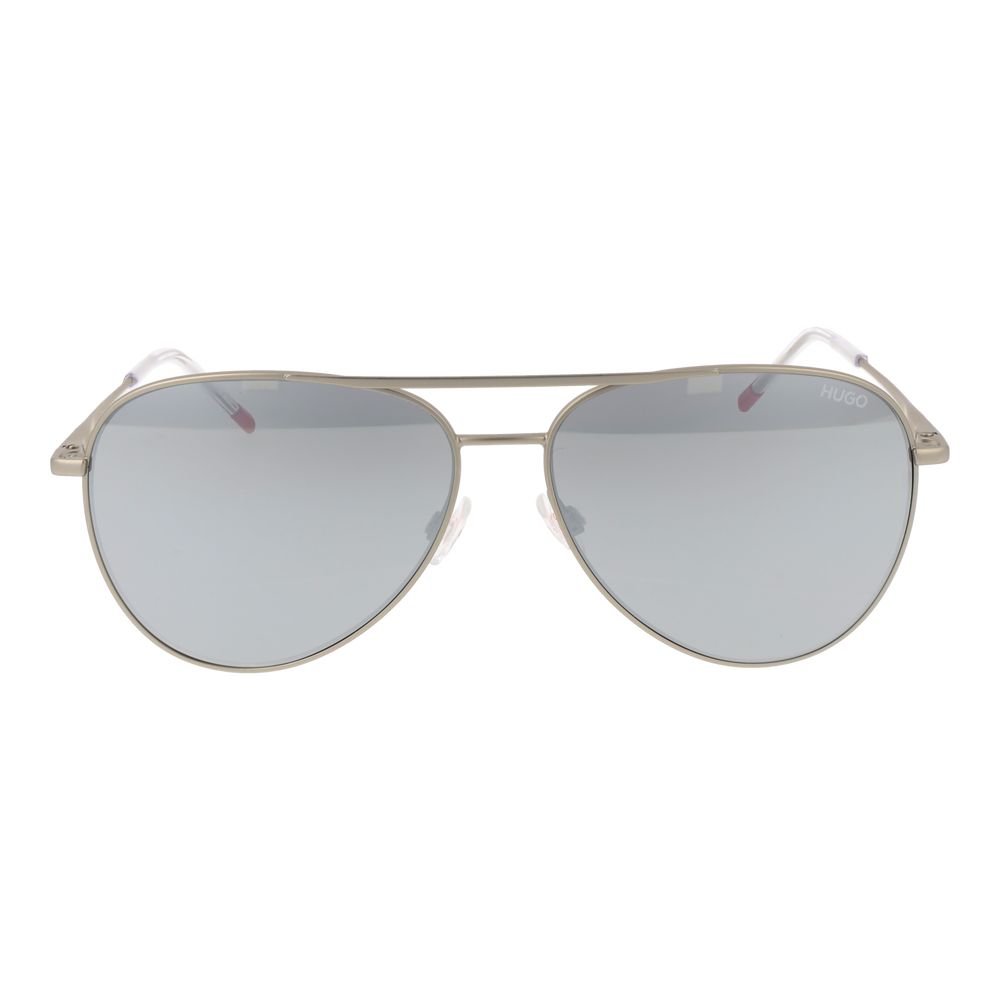 Lunettes de soleil en métal argenté Hugo Boss, style élégant et moderne, avec monture fine et branches sleek.
