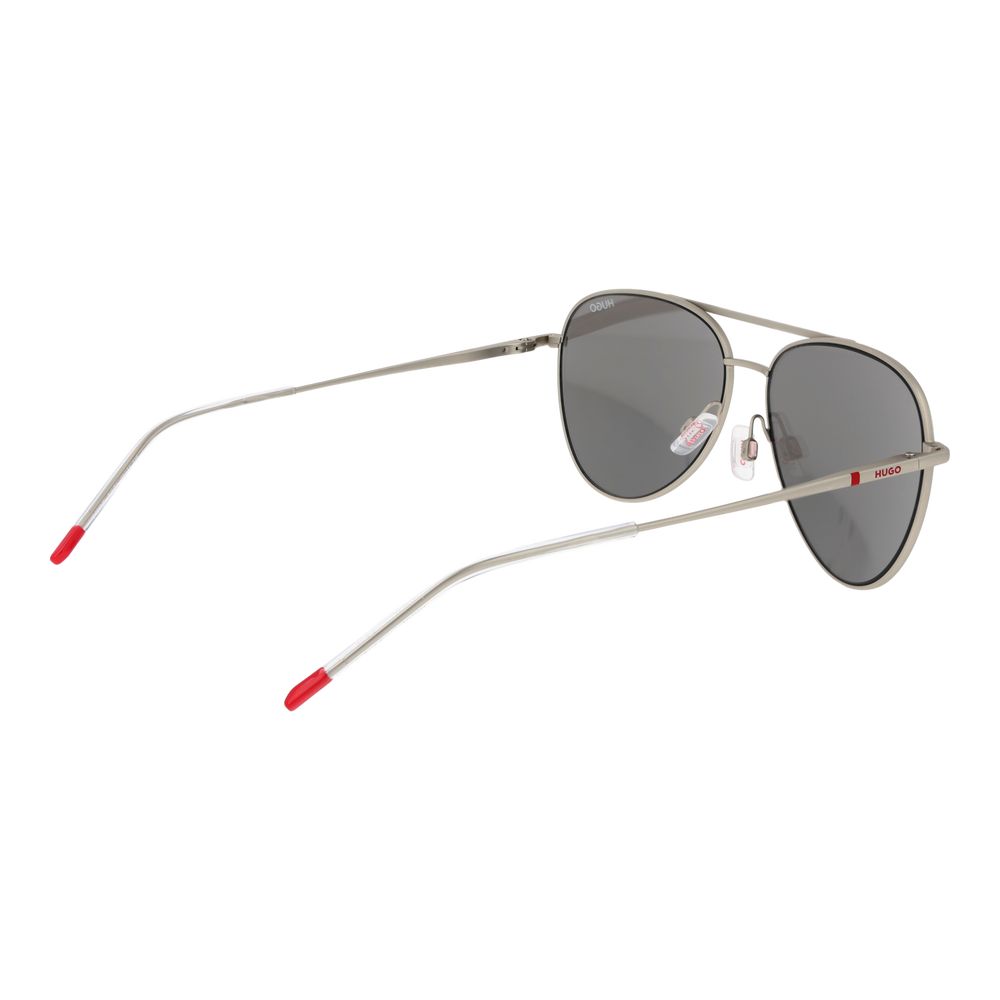 Lunettes de soleil en métal argenté Hugo Boss, style élégant avec monture fine et verres teintés, pour un look sophistiqué.
